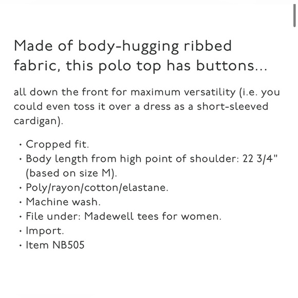 Madewell Ribbed Polo Button Front Tee - Picture 5 of 5